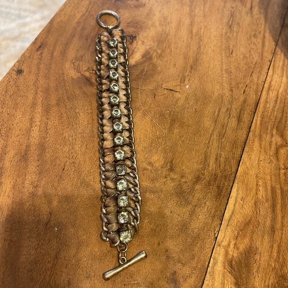 Unique Blue topaz, silk ribbon rope, and Silver Bracelet - Picture 5 of 8